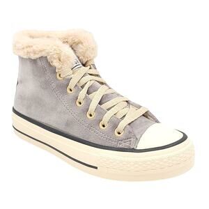 Axdans Ads Star Lined Women High Top Sneakers EU 35 US 4.5 Grey Fleece Lined